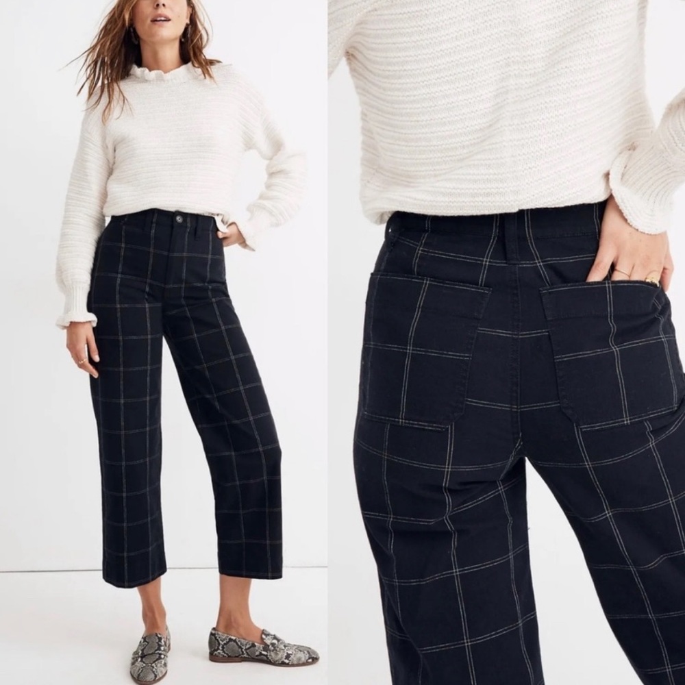 Madewell Slim Emmett Wide-Leg Crop Pants in Space-Dyed Windowpane W27